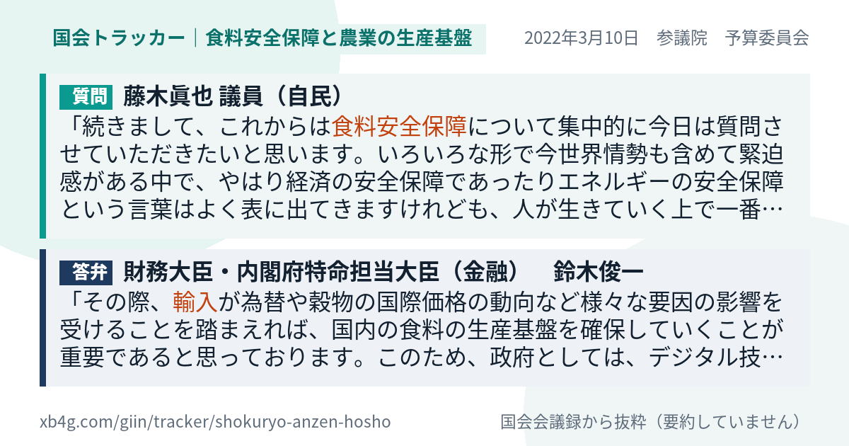 質問と答弁のカード
