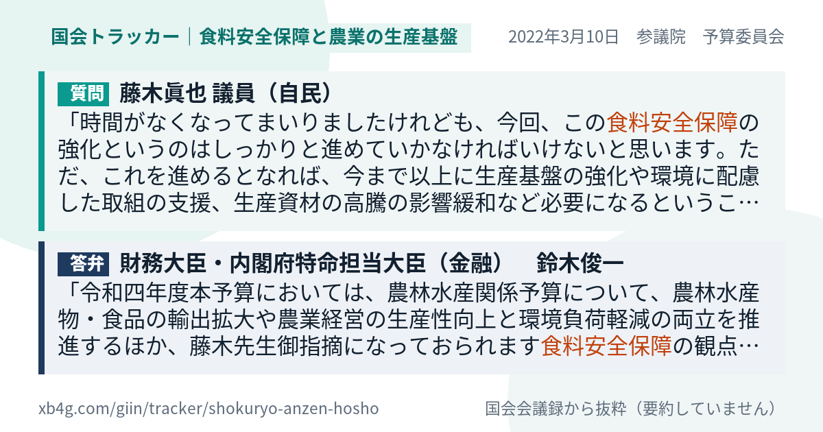 質問と答弁のカード