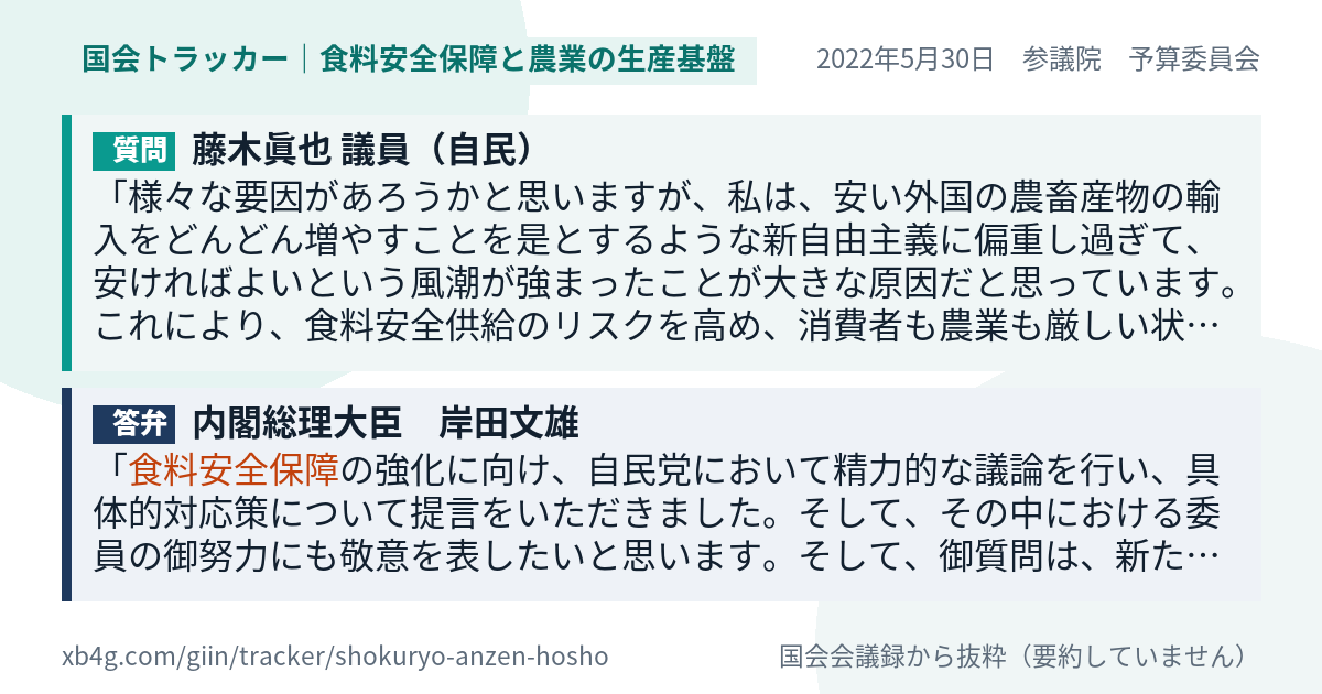 質問と答弁のカード
