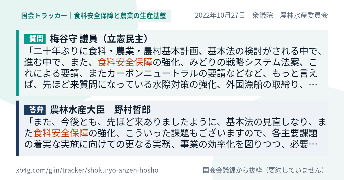 質問と答弁のカード