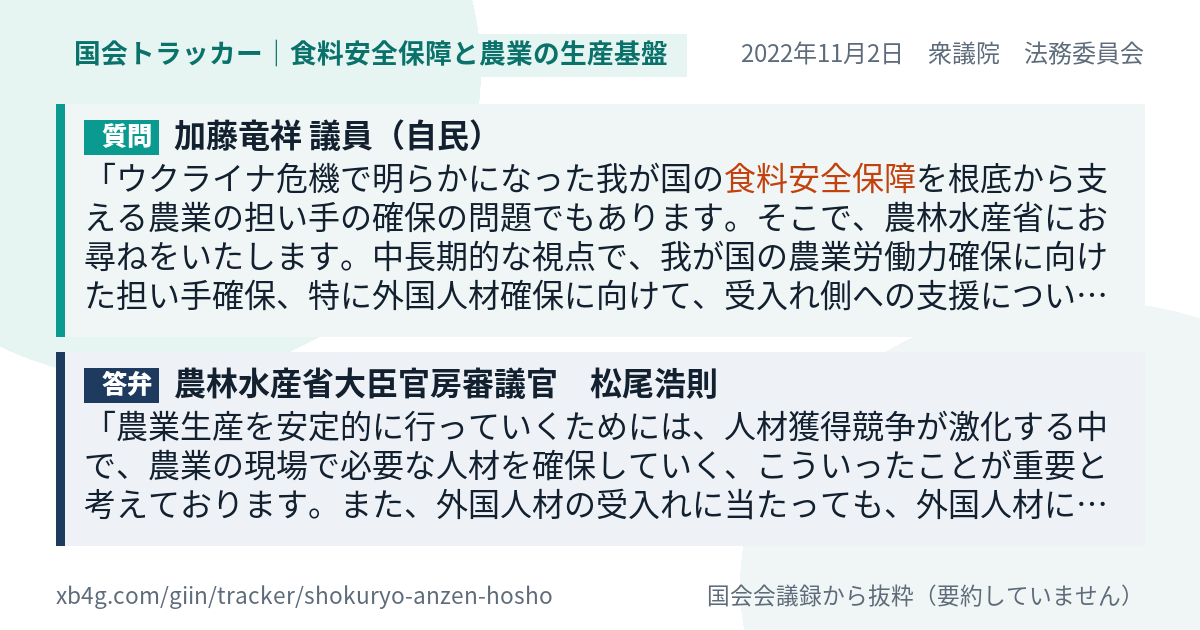 質問と答弁のカード