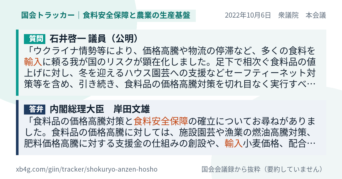 質問と答弁のカード