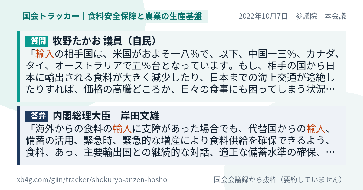 質問と答弁のカード