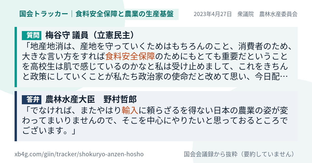 質問と答弁のカード
