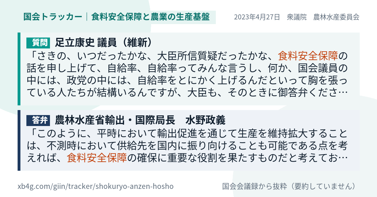 質問と答弁のカード