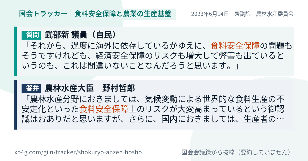質問と答弁のカード