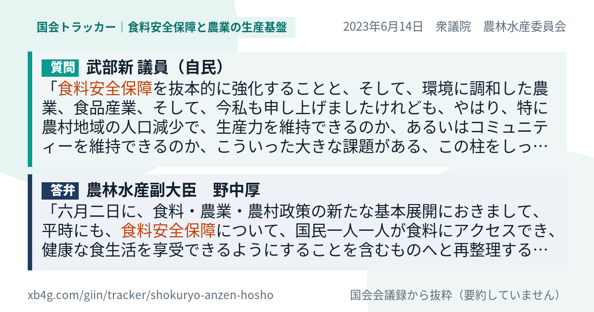 質問と答弁のカード