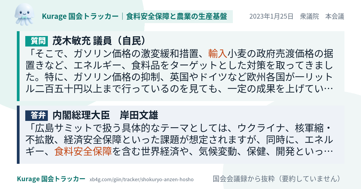 質問と答弁のカード