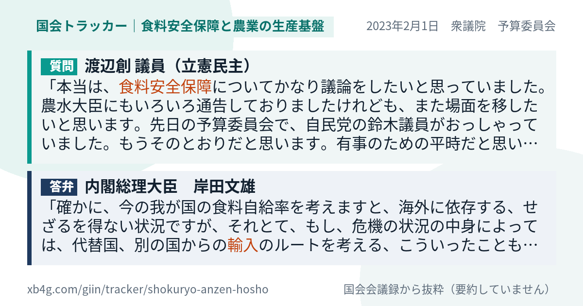 質問と答弁のカード