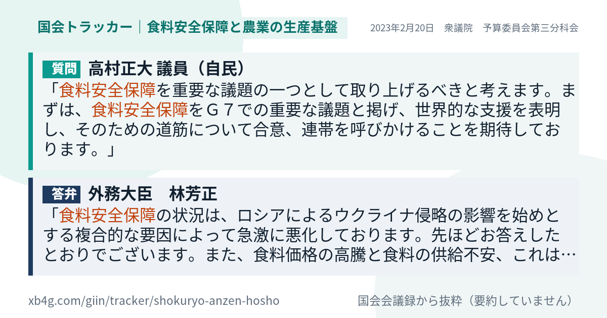 質問と答弁のカード
