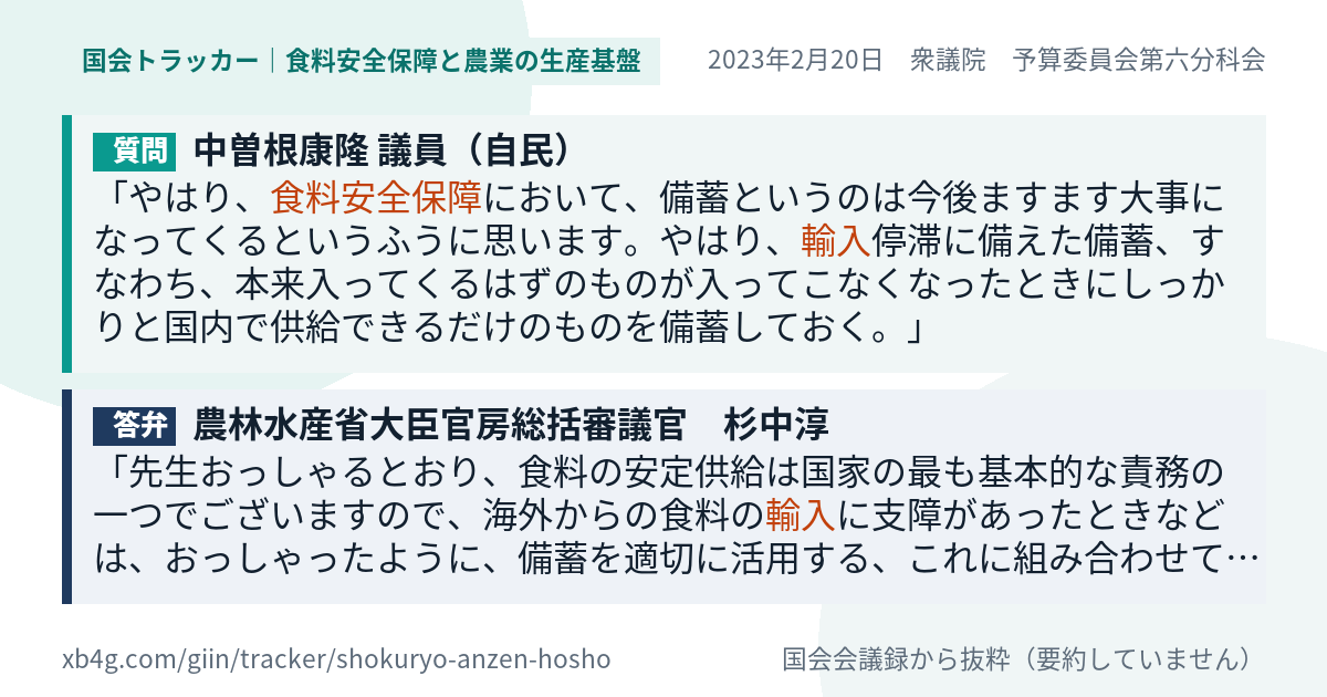 質問と答弁のカード