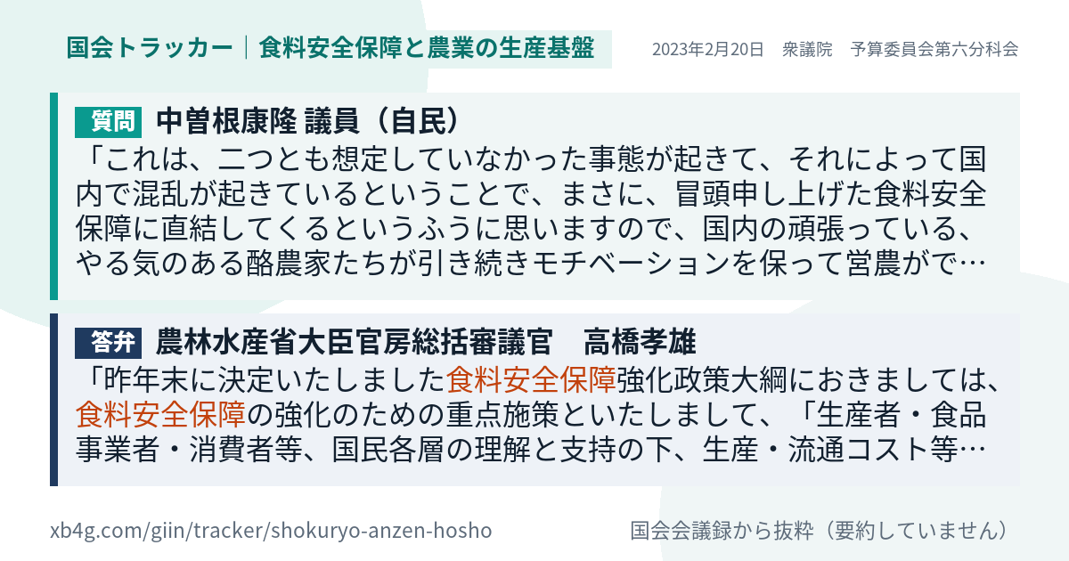 質問と答弁のカード