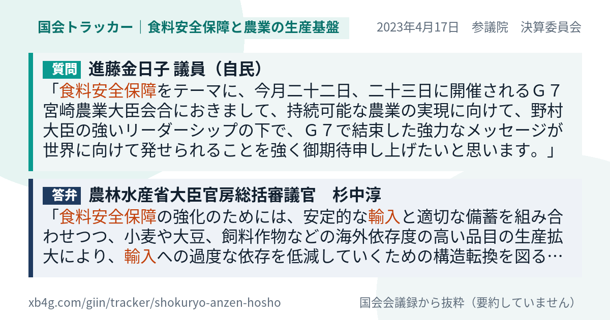 質問と答弁のカード