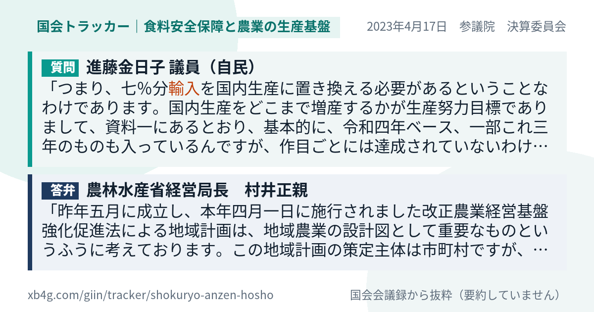 質問と答弁のカード