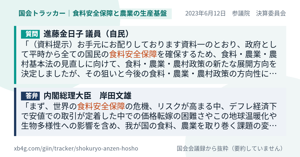 質問と答弁のカード