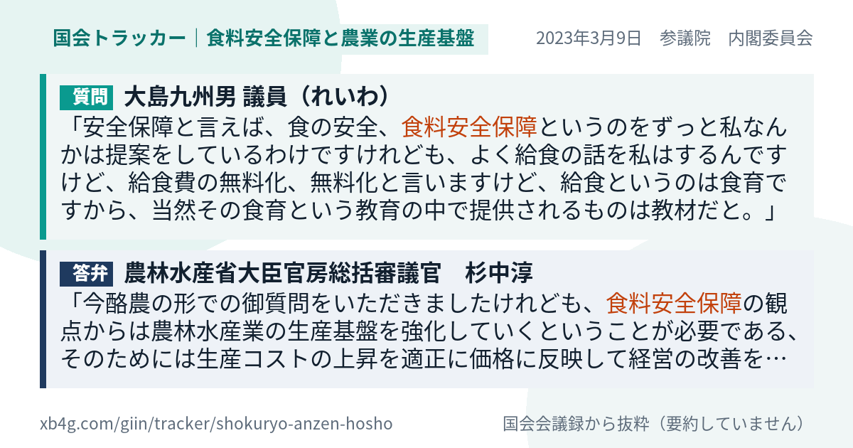 質問と答弁のカード