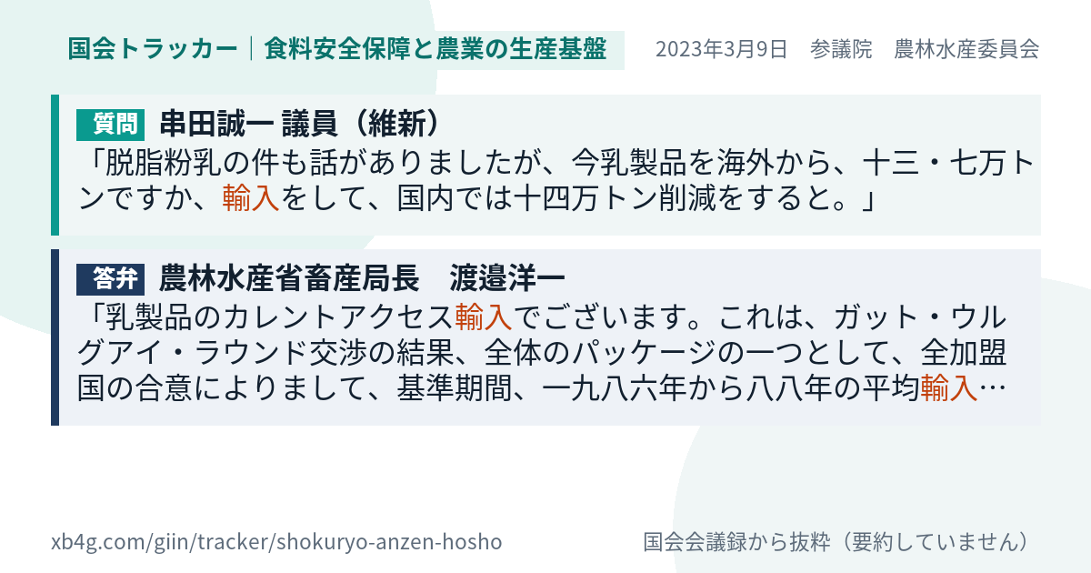 質問と答弁のカード