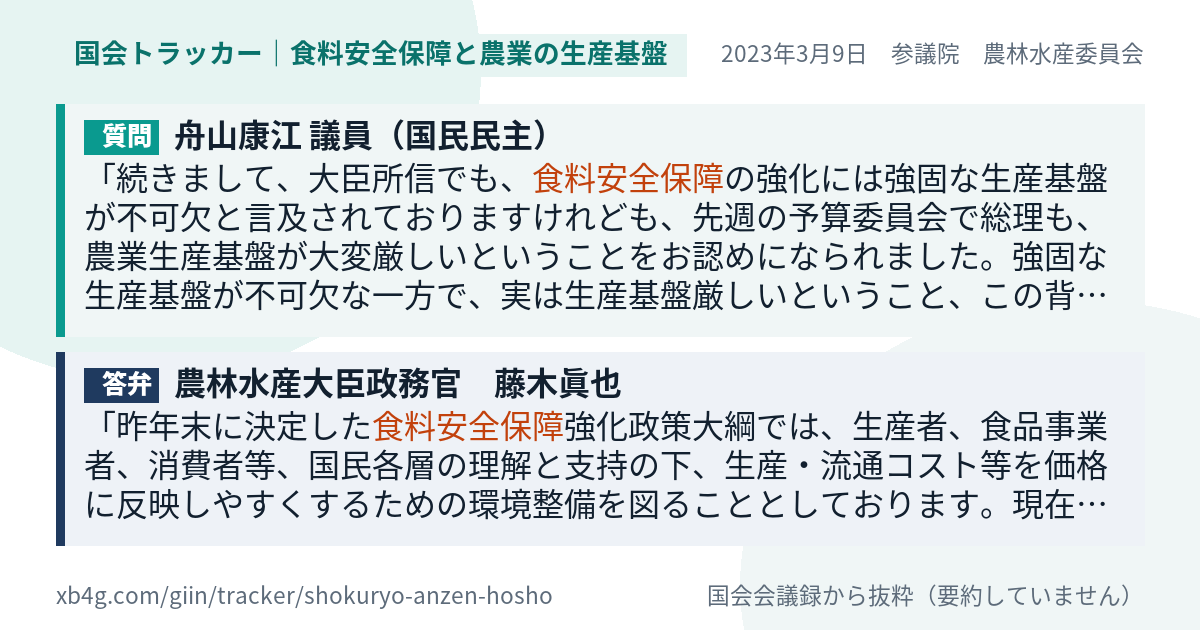 質問と答弁のカード