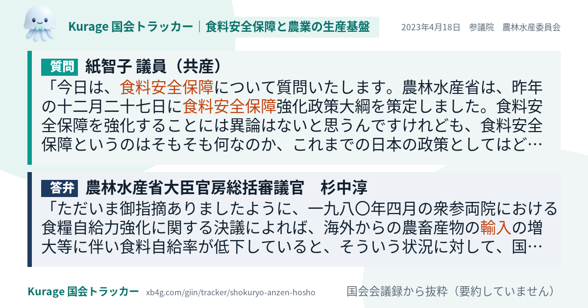 質問と答弁のカード