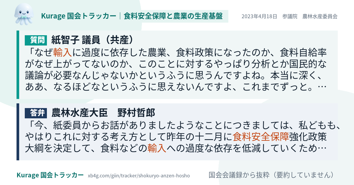 質問と答弁のカード