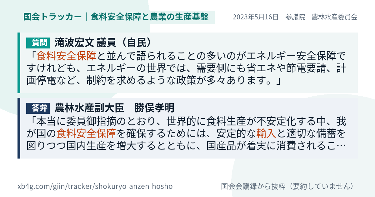 質問と答弁のカード