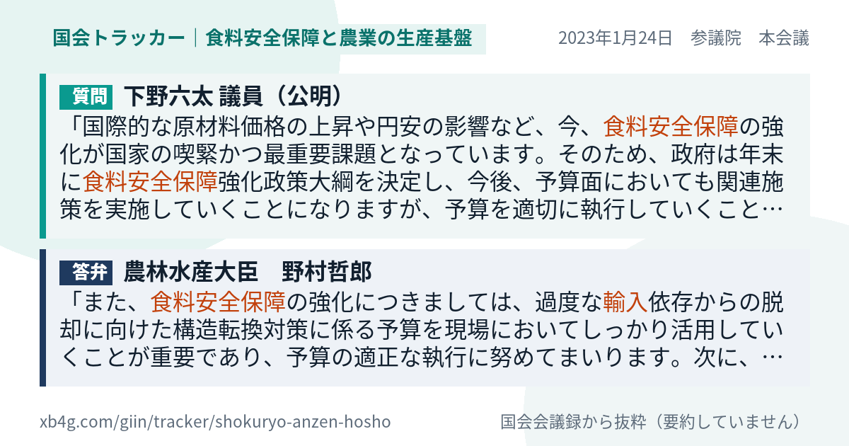 質問と答弁のカード