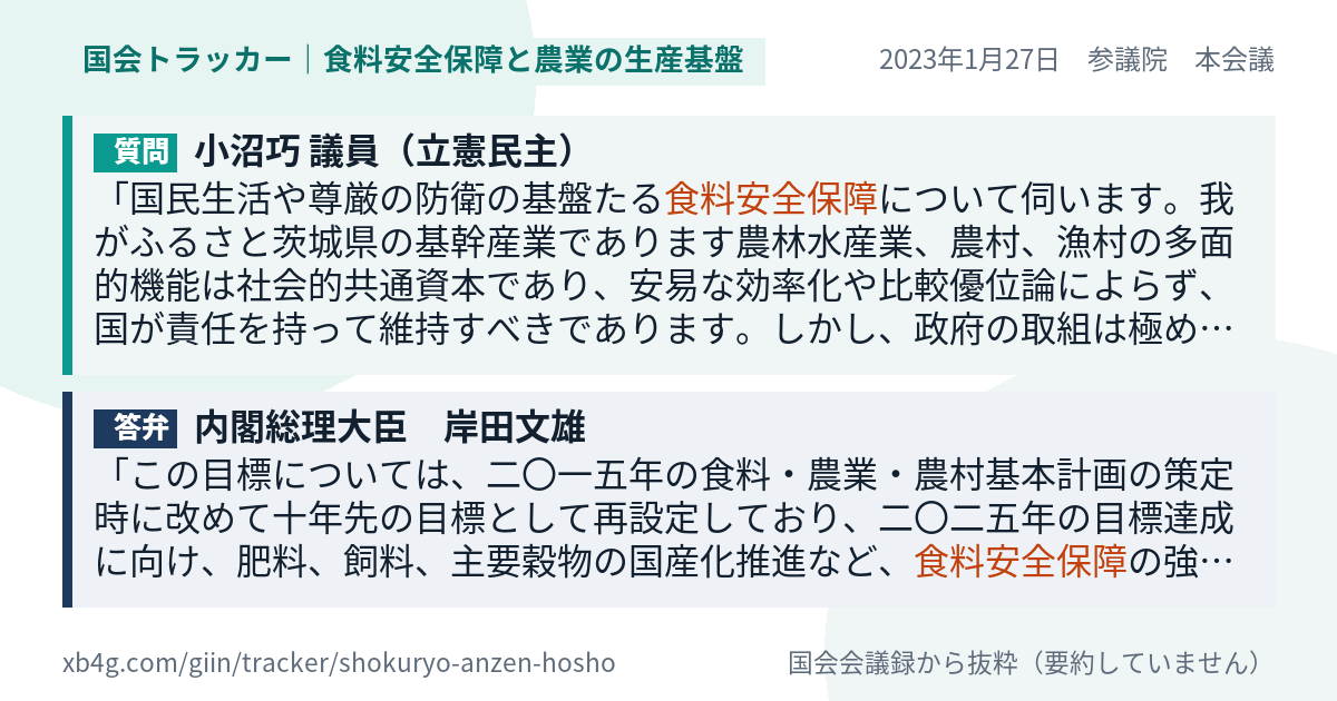質問と答弁のカード