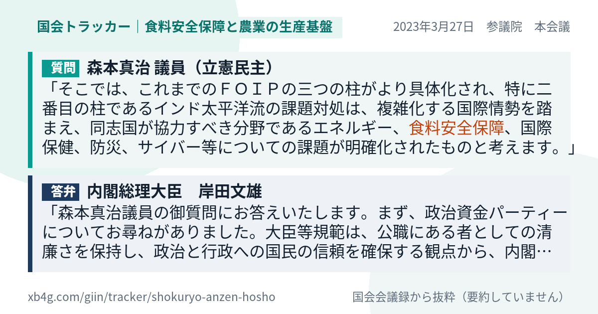 質問と答弁のカード