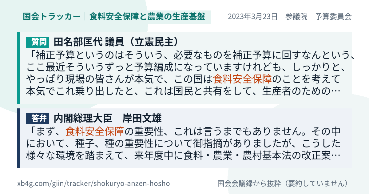 質問と答弁のカード