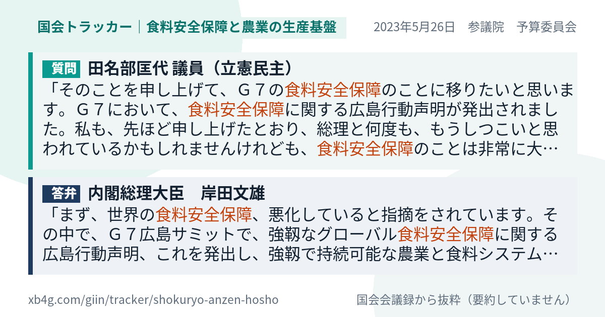 質問と答弁のカード