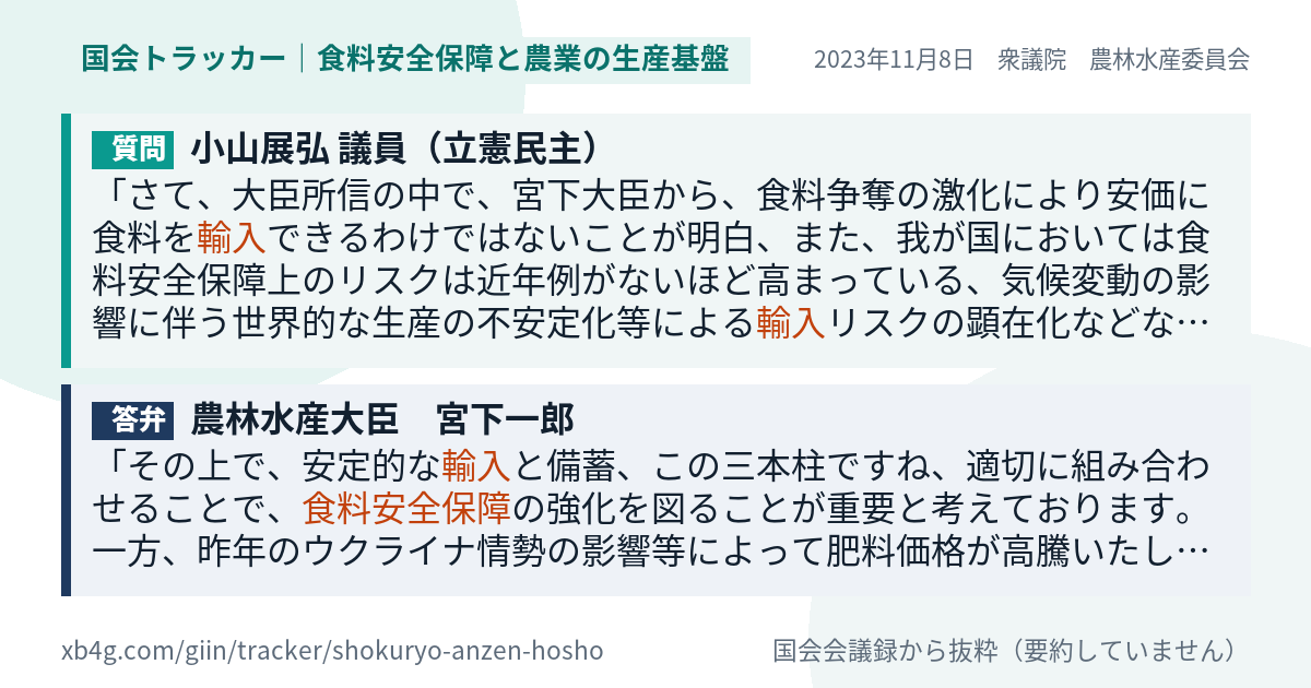 質問と答弁のカード
