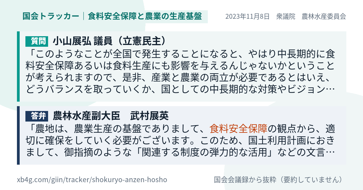質問と答弁のカード