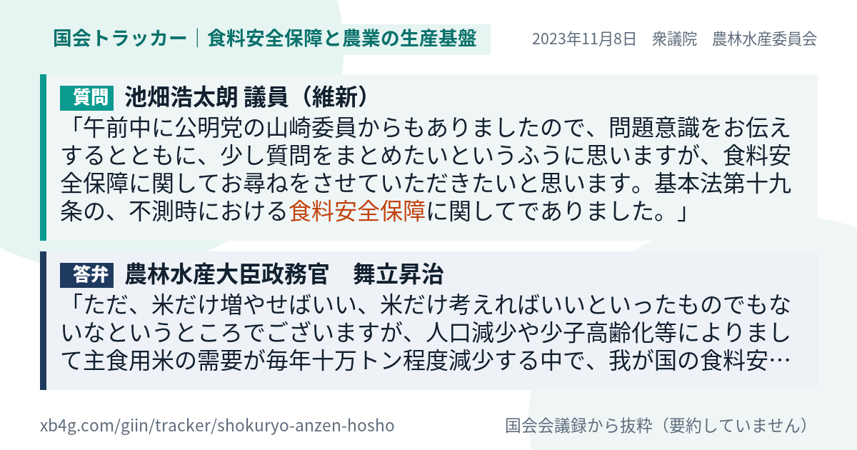 質問と答弁のカード
