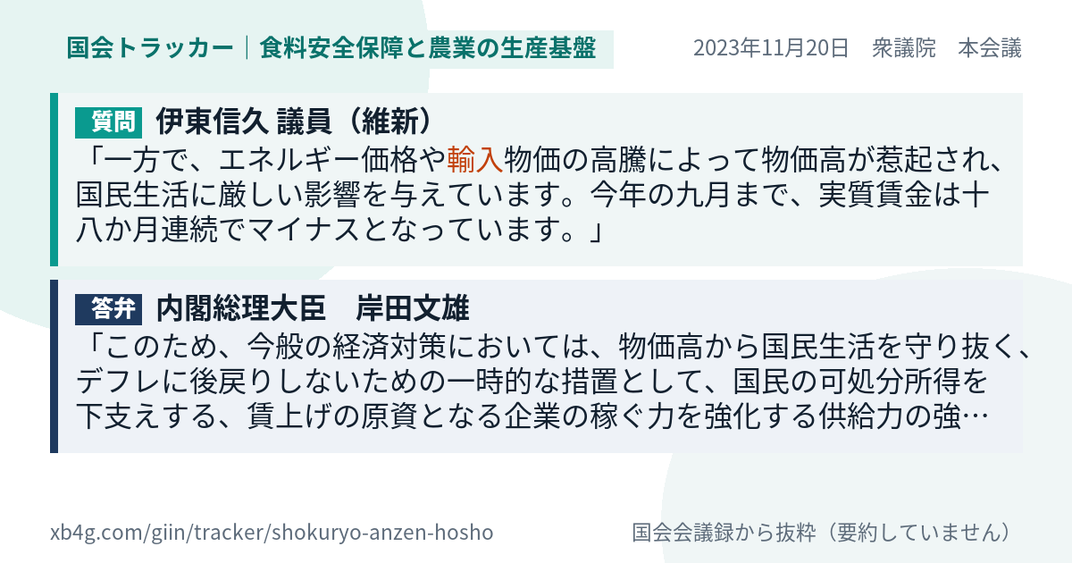 質問と答弁のカード