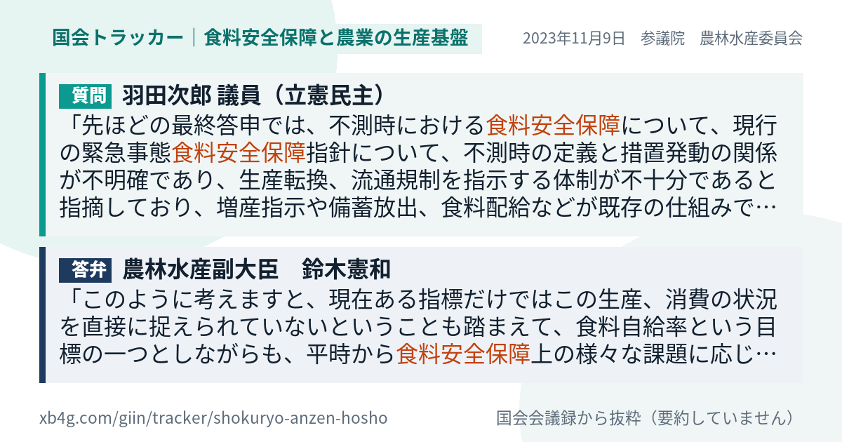 質問と答弁のカード