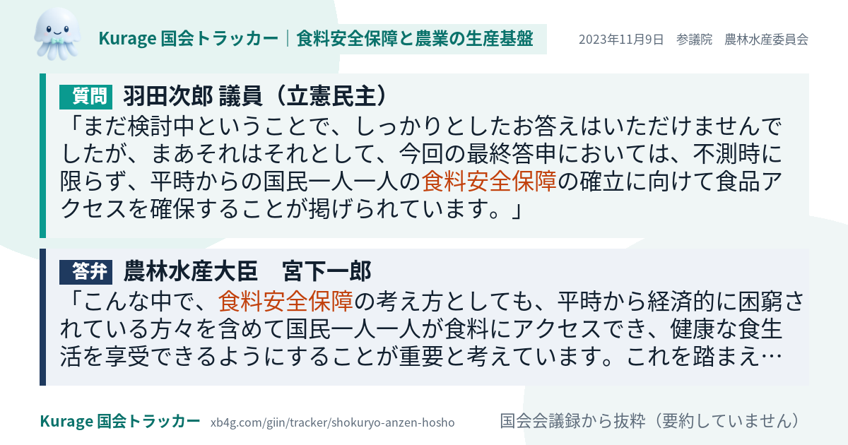 質問と答弁のカード