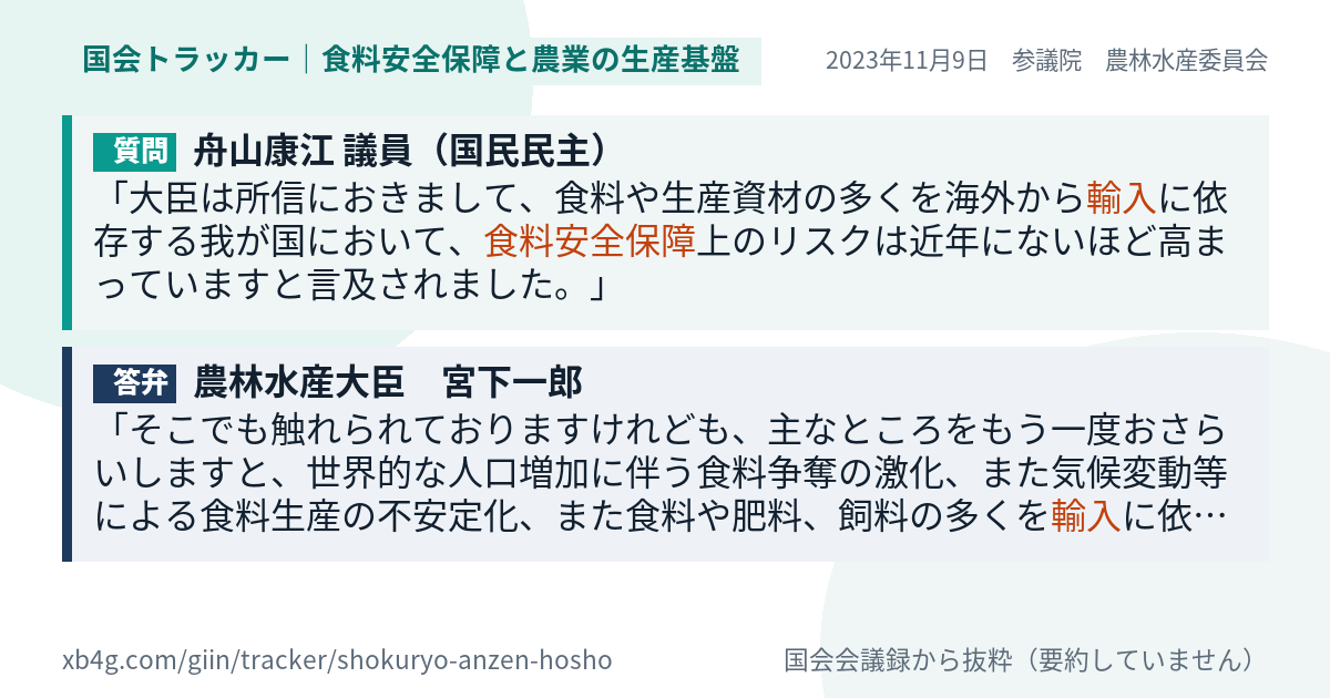 質問と答弁のカード