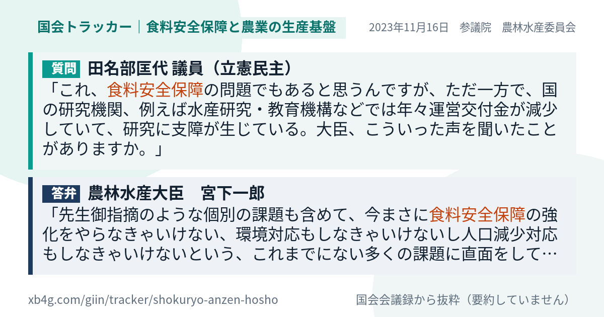 質問と答弁のカード