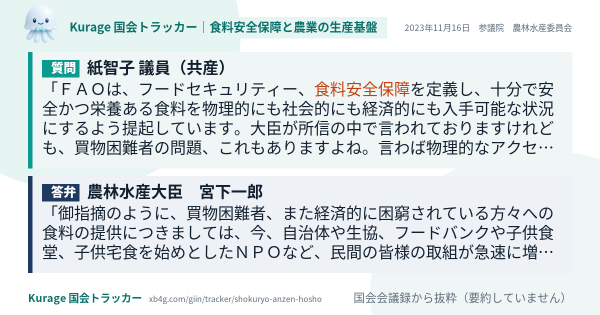 質問と答弁のカード