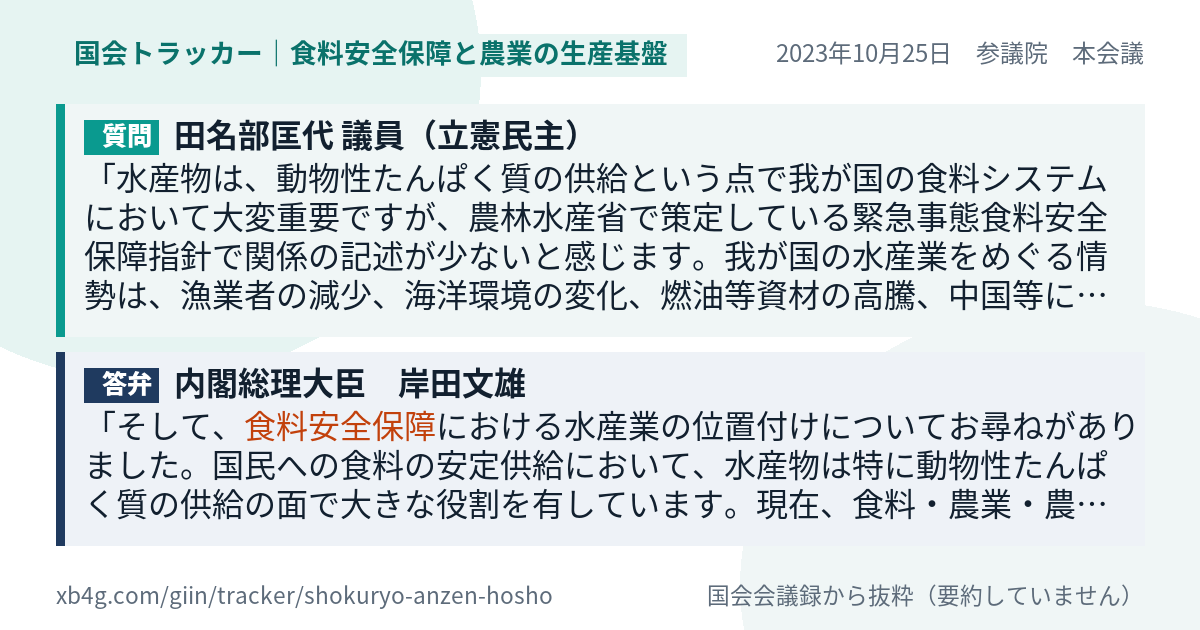 質問と答弁のカード