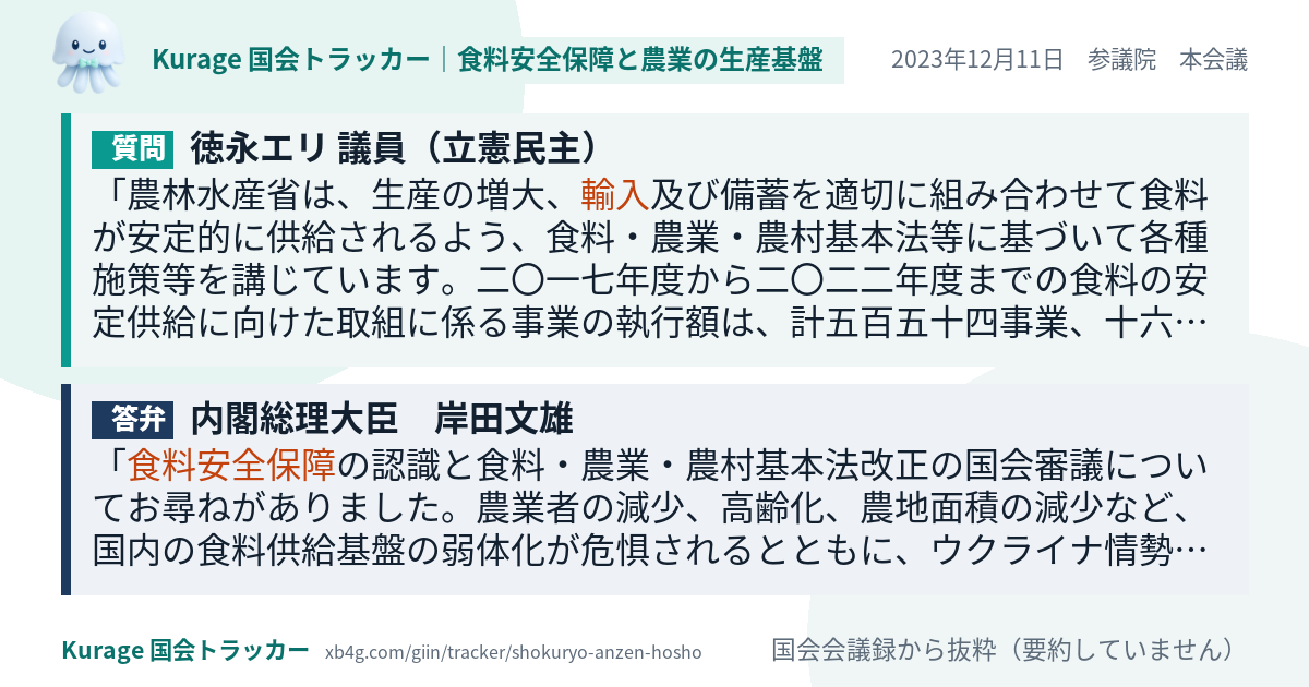 質問と答弁のカード