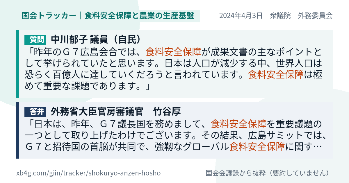 質問と答弁のカード