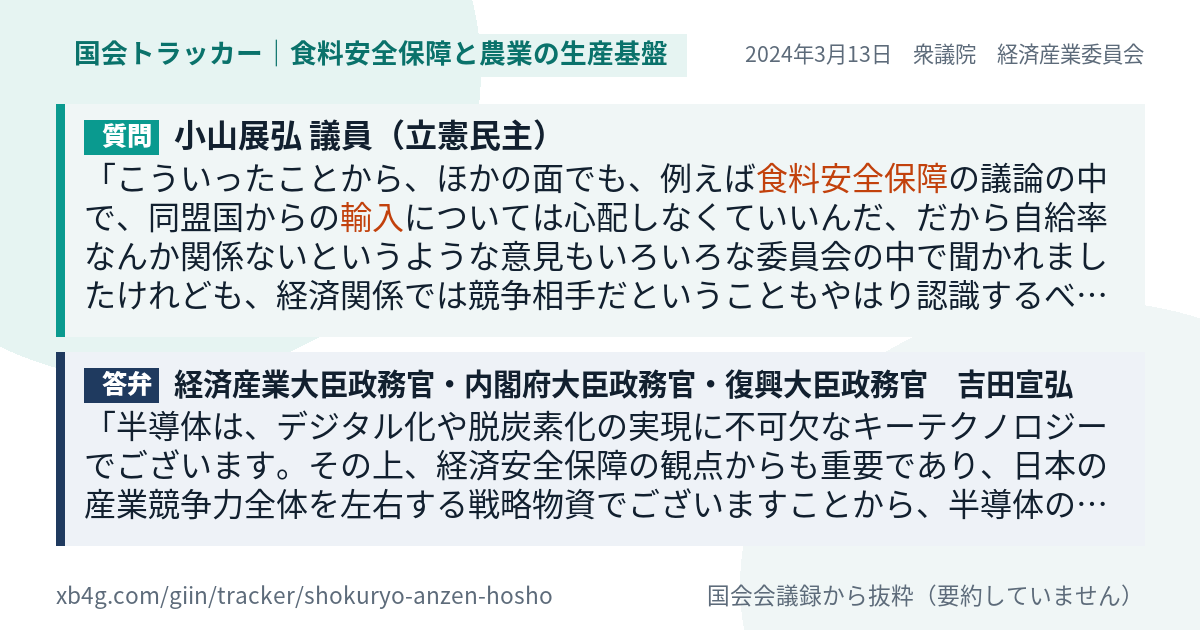 質問と答弁のカード