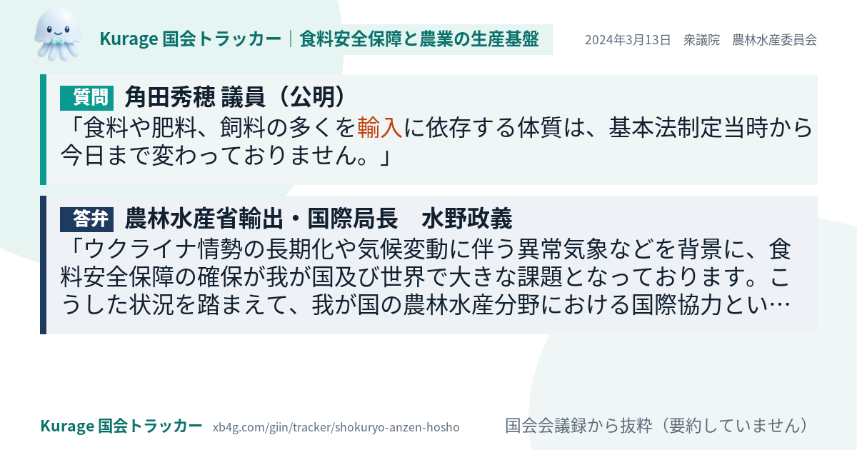 質問と答弁のカード