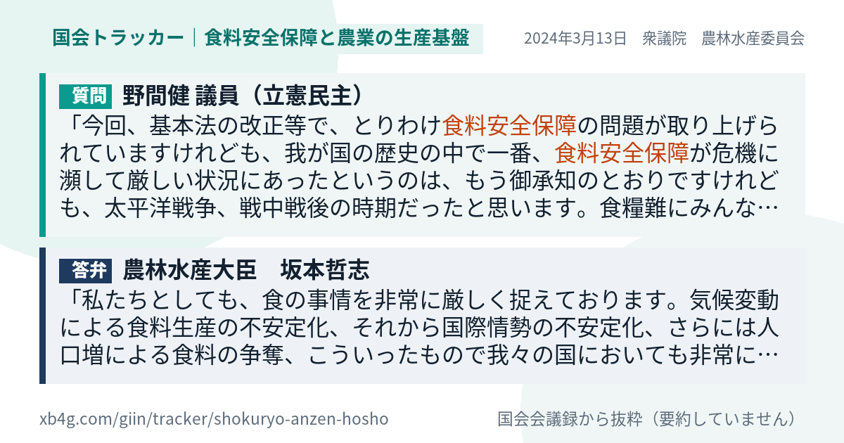 質問と答弁のカード