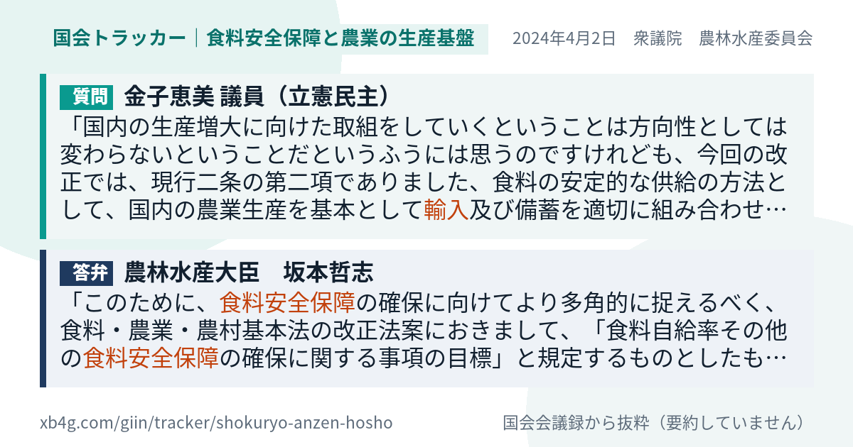 質問と答弁のカード