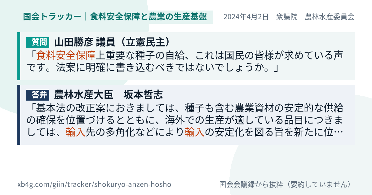 質問と答弁のカード