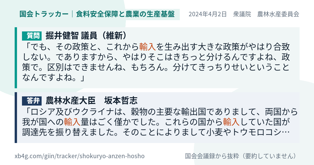 質問と答弁のカード