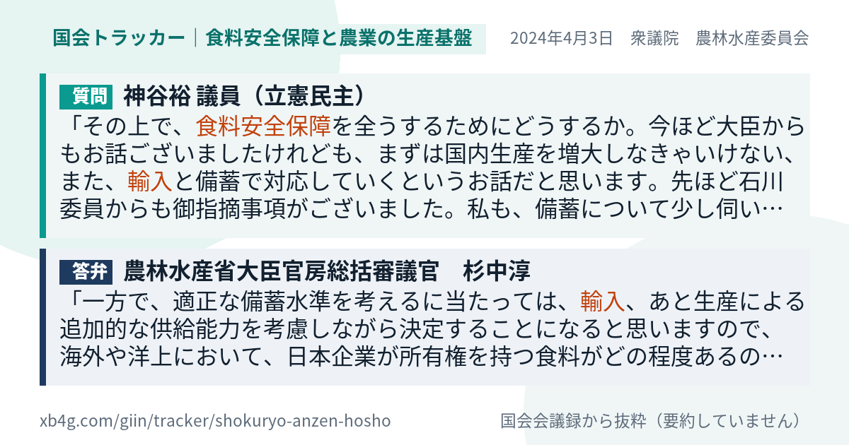 質問と答弁のカード