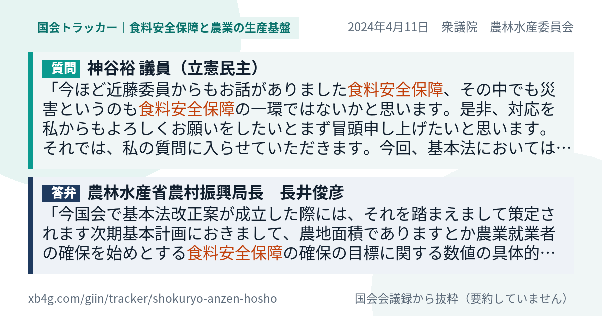 質問と答弁のカード